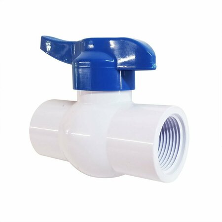 Thrifco Plumbing 1-1/2 Inch Threaded PVC Ball Valve, Blue Handle, Heavy Duty 6415224